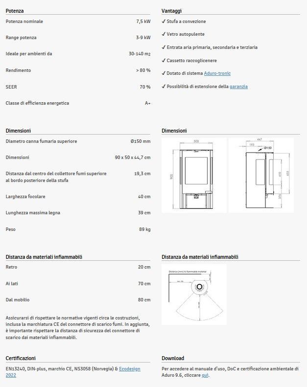 Stufa A Legna ADURO 9.6